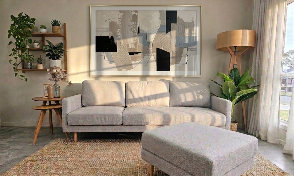 Sofá con Chaise PRADA Beige Tela Rústica
