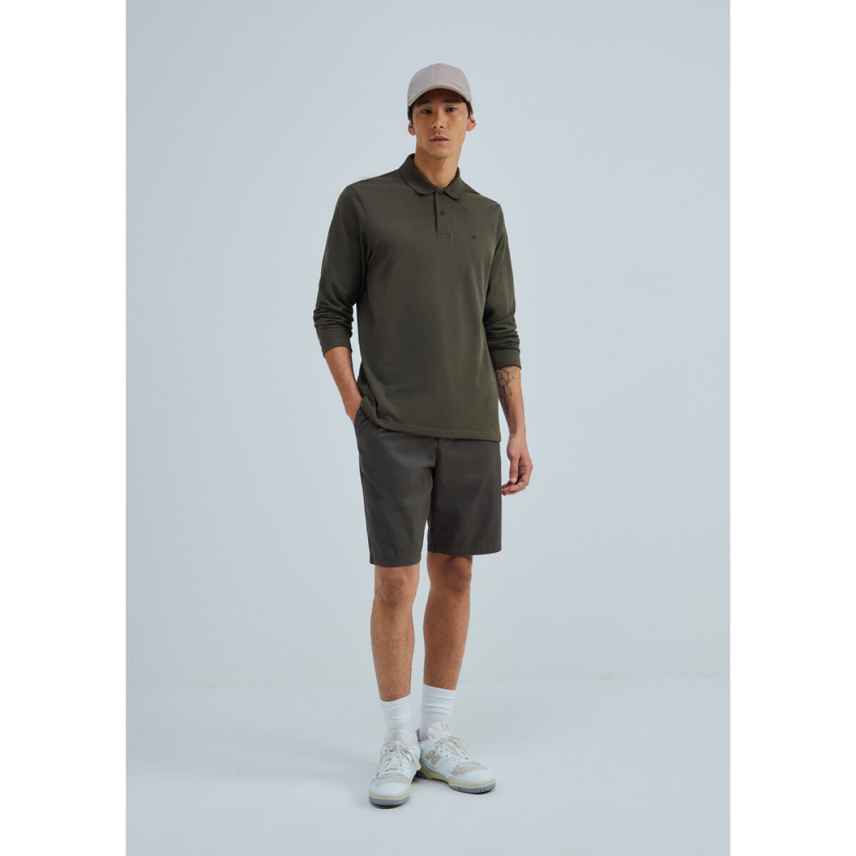 CAMISA POLO ML MASC - CINZA ESCURO 