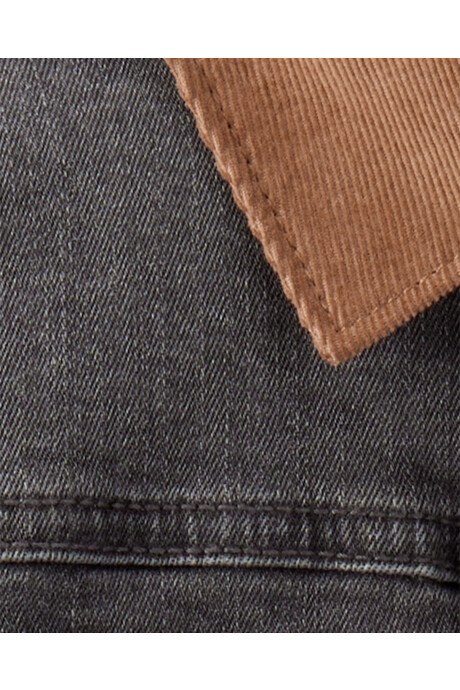 Campera jean negra con cuello de pana Sin color