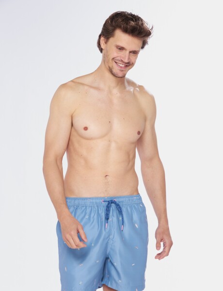 SHORT DE BAÑO ESTAMPADO Celeste