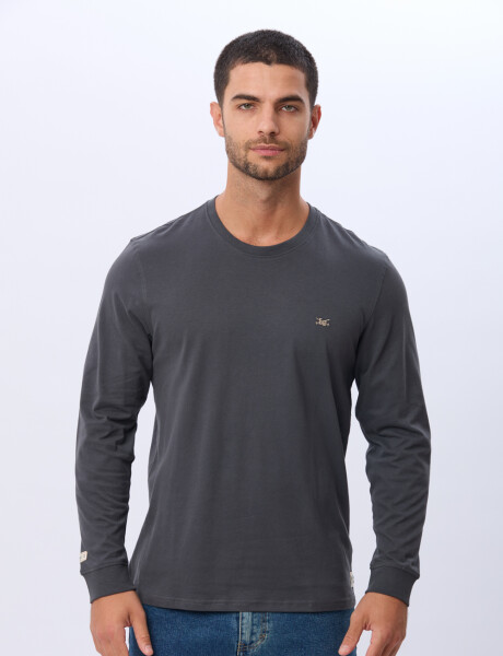 REMERA BÁSICA DE ALGODÓN Gris Oscuro
