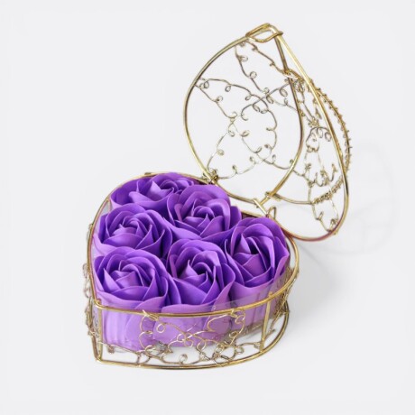 Set Arreglo De Jabones X6 - Caja Corazón Lila