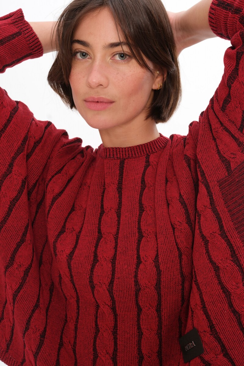 Sweater Oceano Crop Rojo/Negro