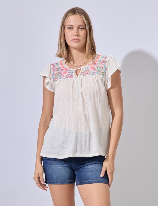 Remera Bordada CRUDO/MULTI