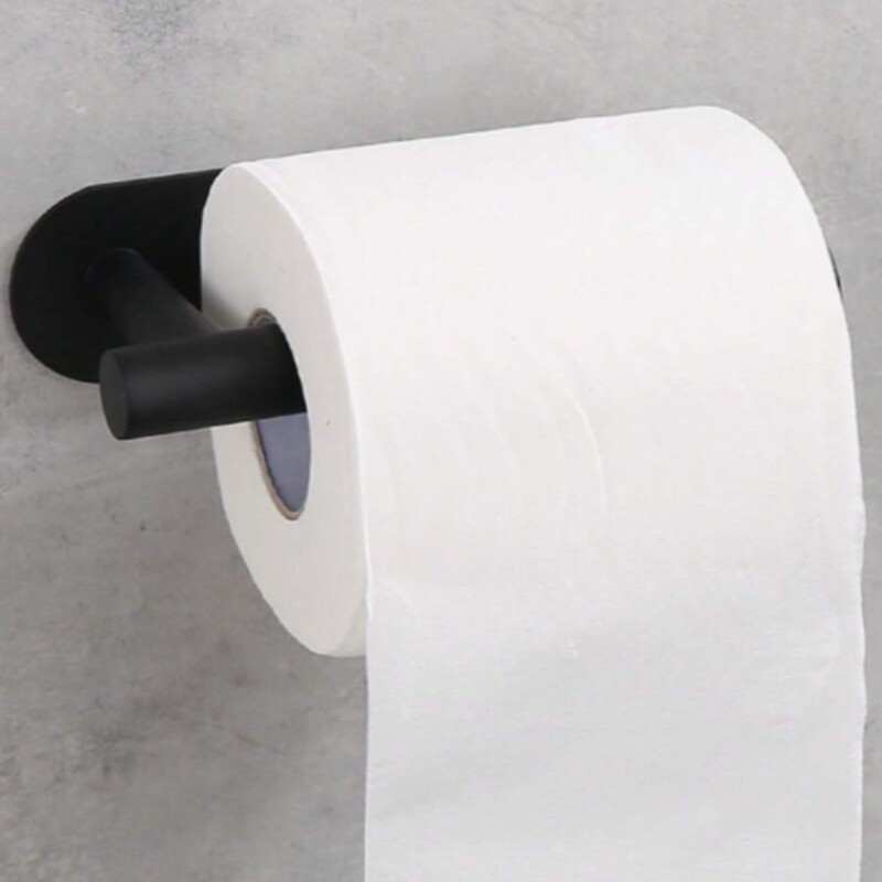 Portarollo papel higiénico adhesivo para baño negro mate Portarollo papel higiénico adhesivo para baño negro mate
