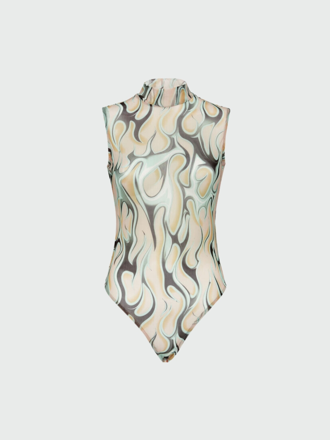 PHILIPP PLEIN - Body de tul sin mangas Llama Verde