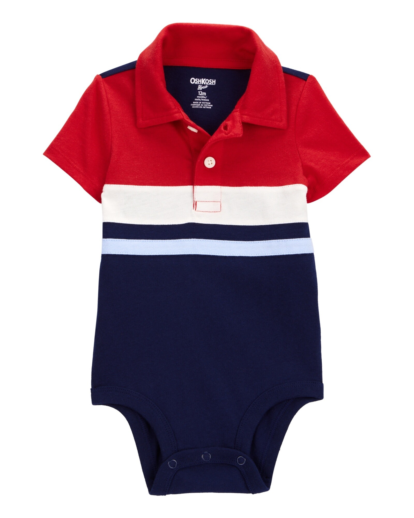 Body polo de algodón, azul, diseño a rayas Sin color