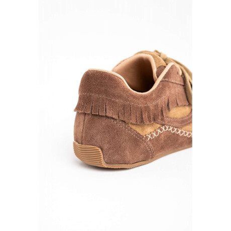Zapatilla Gamuza Combinada C Flecos Camel