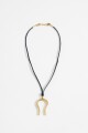 Collar con cordón detalle bull acero dorado