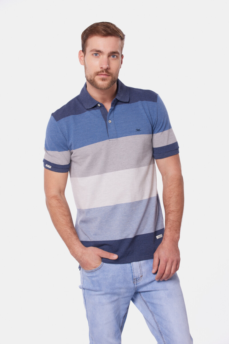REMERA POLO RAYADA - Marino 