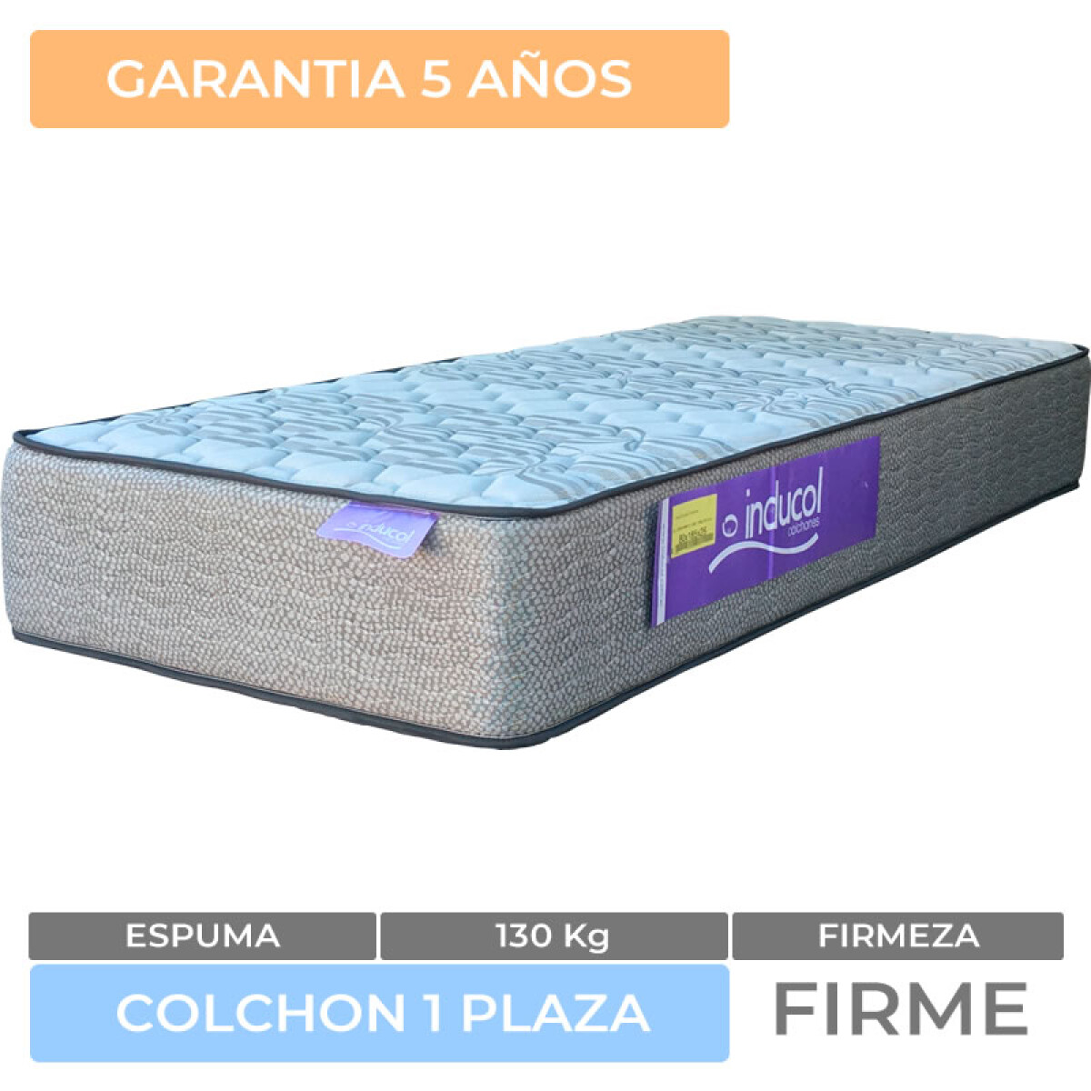 Colchón Línea Dorada Premium 1 Plaza Espuma Alta Densidad Reversible 80 x 185 x 26 cm 130 Kg 