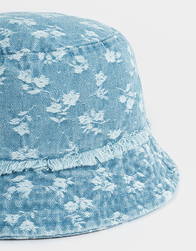 Sombreros Piluso Denim Florcitas - Azul Celeste