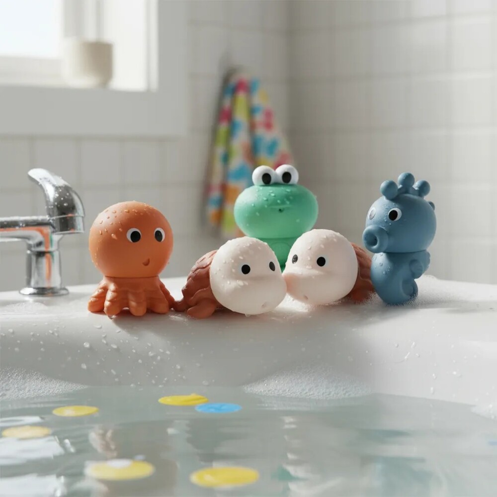 Juego baño animales fondo mar lavables BUBA silicona Juego baño animales fondo mar lavables BUBA silicona