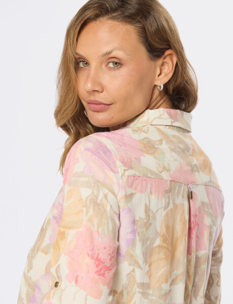 CAMISA DE LINO ESTAMPADA Rosa
