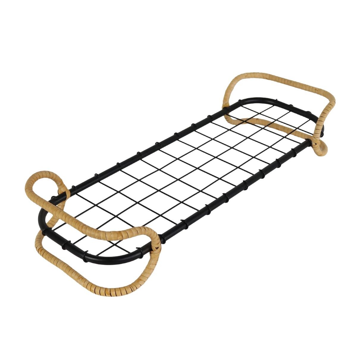 BANDEJA METAL NEGRO C/MANIJA 49.5X16CM 