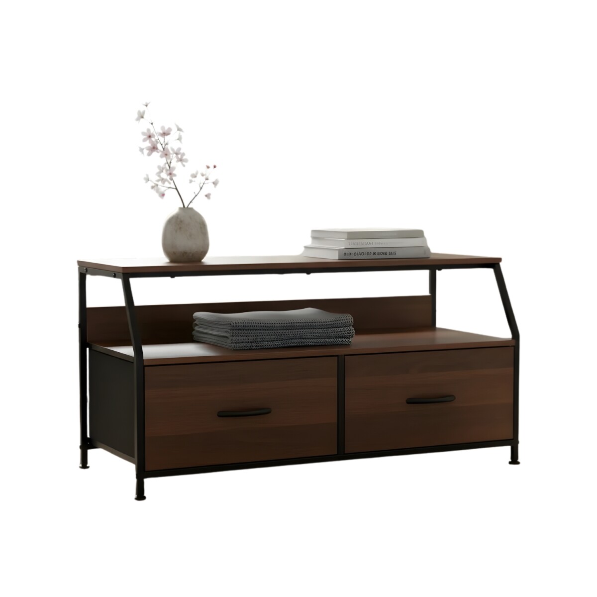 Rack TV Selecta Madera Marrón con 2 Cajones y Estantes 