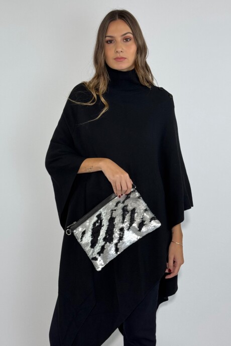 CARTERA DUA Plateado Y Negro