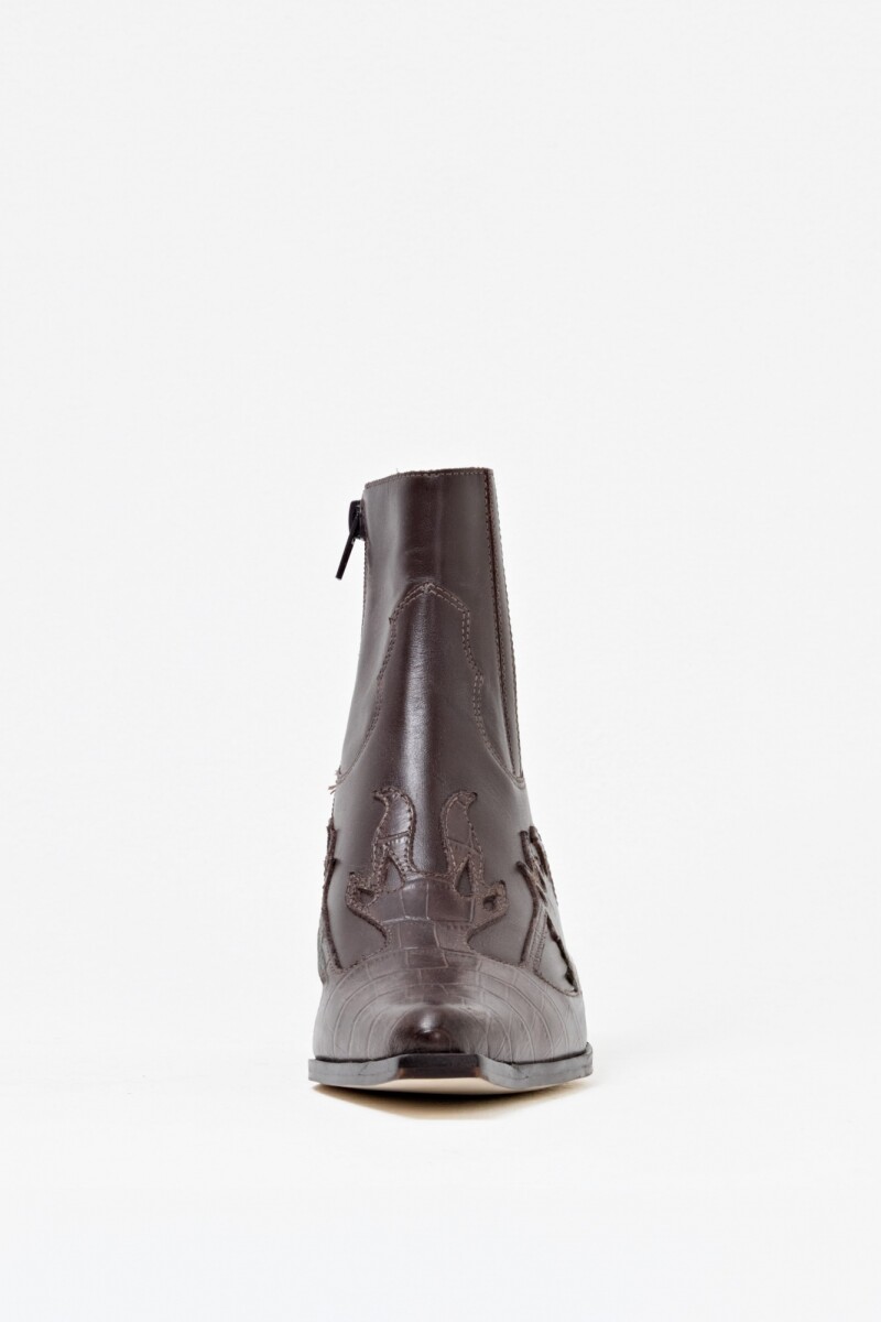 Bota de cuero Texi croco chocolate