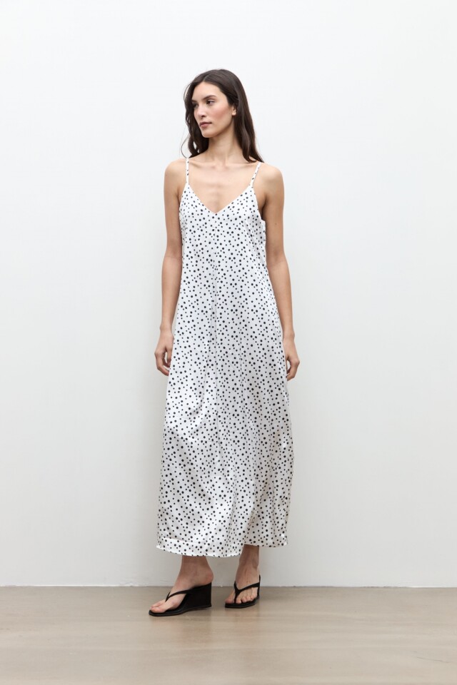 Vestido estampa lunares crudo