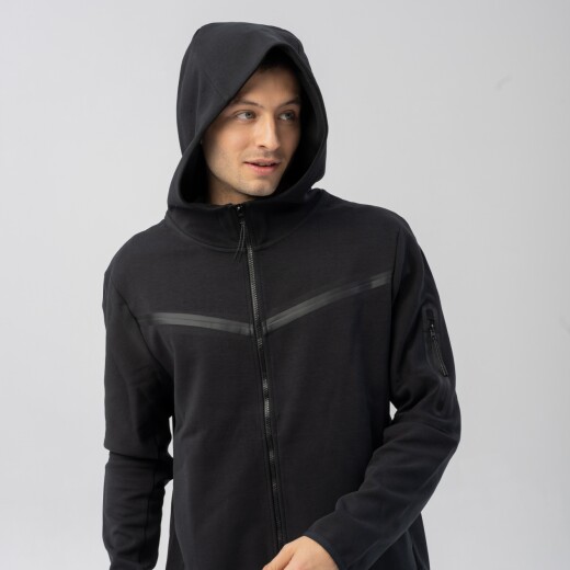 Campera Menpi Alta Calidad Moda Hombre Deportivo C/Capucha Negro S/C