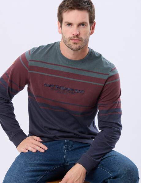 REMERA RAYADA BORDADA Verde