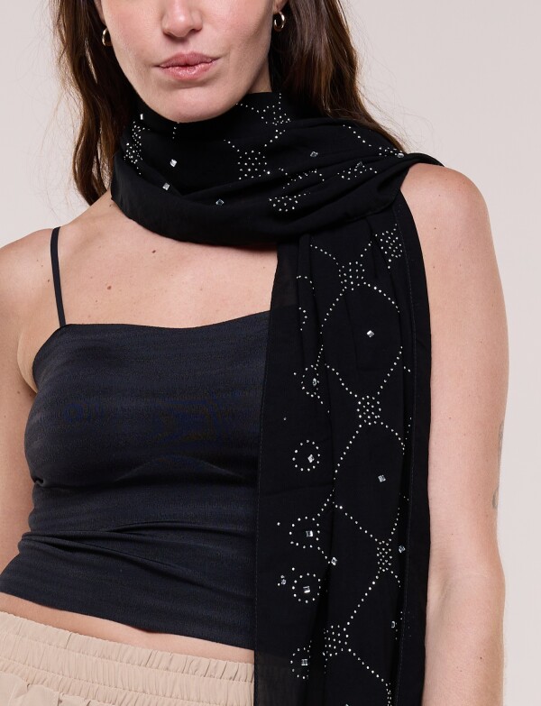 Pashmina Aplique Brillos NEGRO/PLATEADO