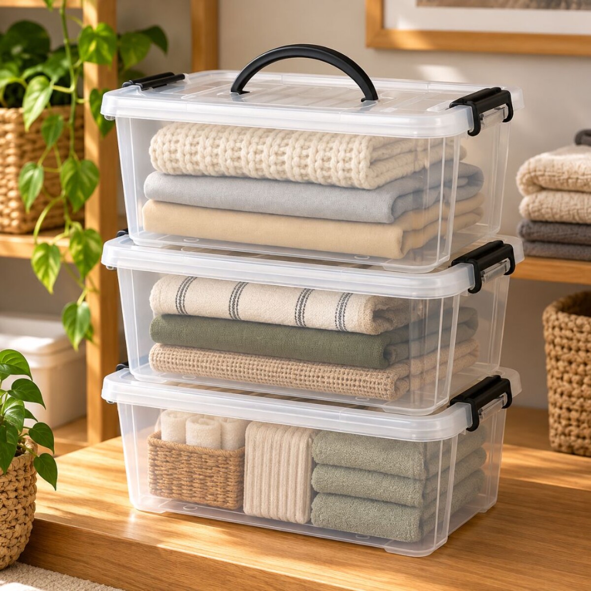 Combo Caja Organizadora Apilable 12,4 litros x 3 unidades 