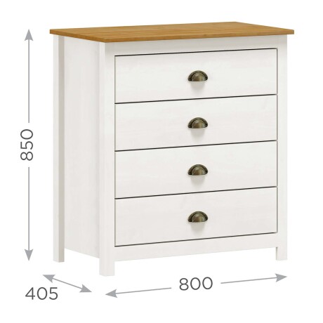 Cómoda 4 CAJONES PINO NATURAL-BEIGE TOPAZIO