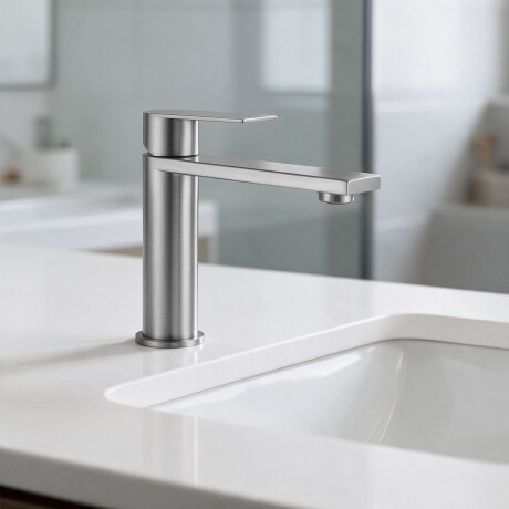 GRIFERIA LAVATORIO BAJO EN BRUSHED NICKEL - SERIE SALEMI GRIS-BRUSHED NICKEL