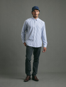012626 CAMISA HARRINGTON LABEL Blanco/azul