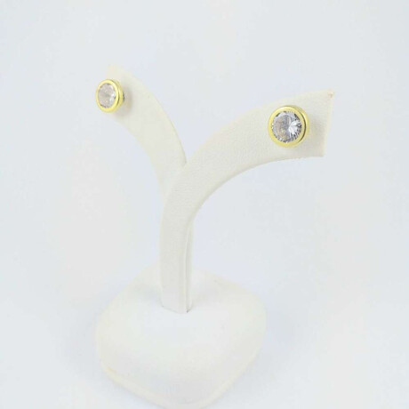 Caravanas de plata 925 con detalles de double en oro 18Ktes con circonia blanca Diámetro 75Mm
