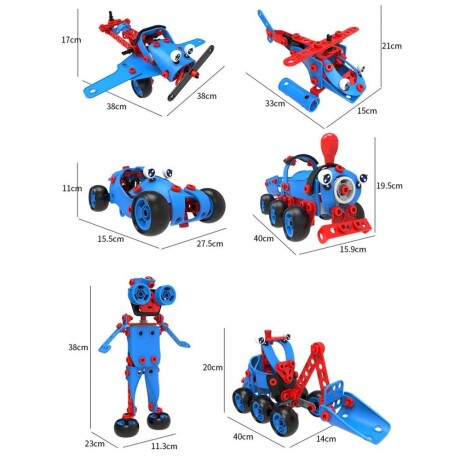 Bloques de Construcción Flexibles Robot y Vehículos 6 en 1 de 142 Piezas Azul/rojo