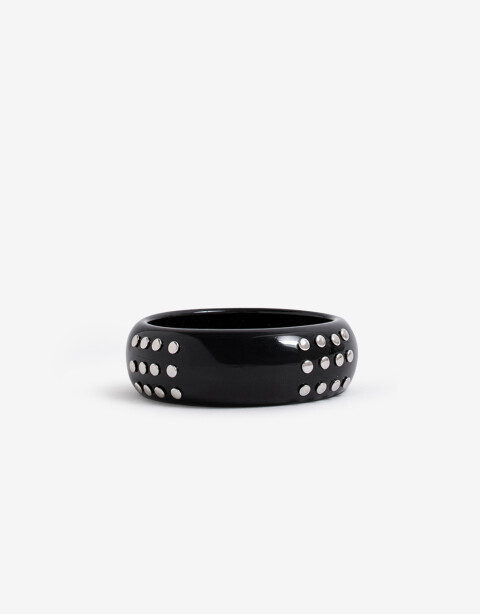 Brazaletes Acrilico Brazalete Resina Y Tachas - Plateado Rodio