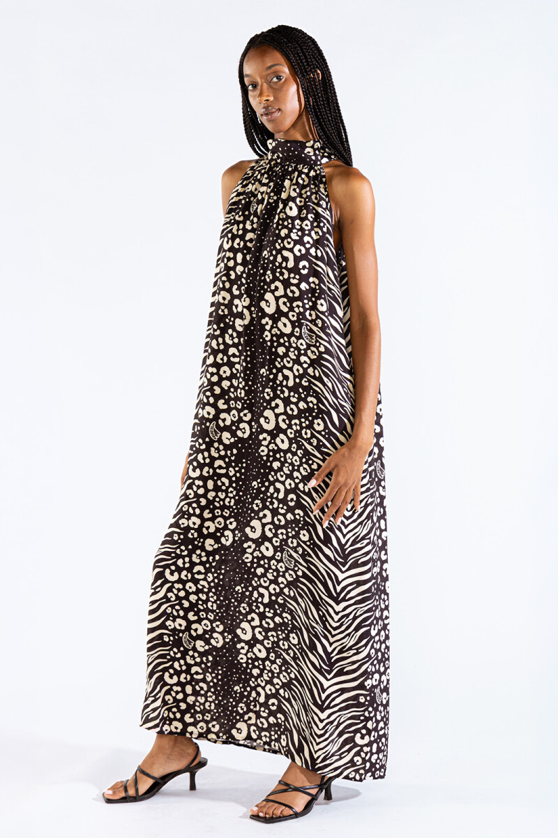 MICHU HALTER DRESS Feline Black