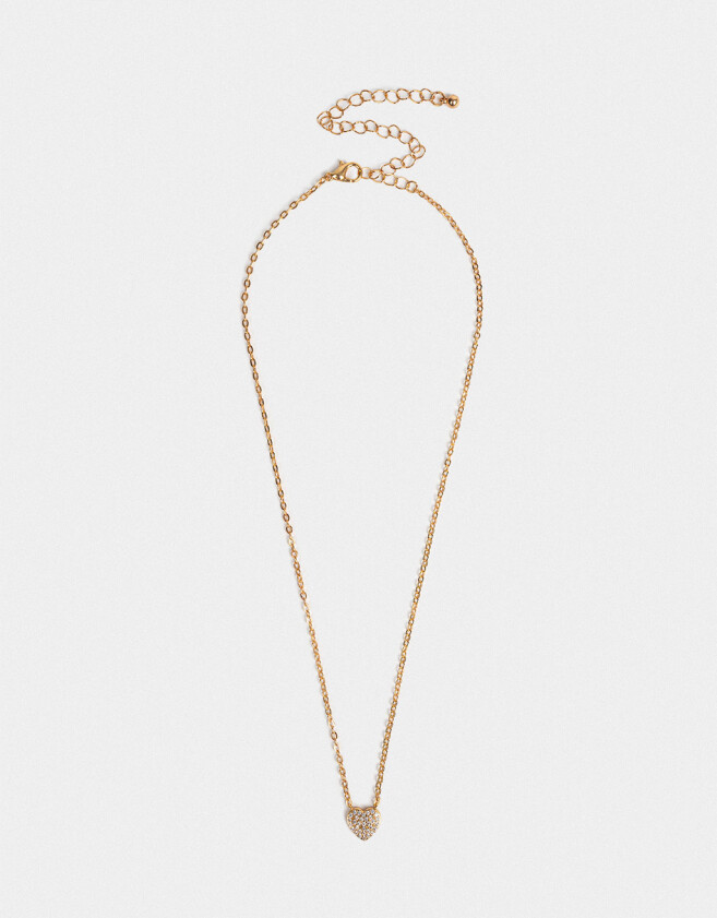 Cadena Corta con Dije Con cubic zirconia Collar Corto Corazón Cubic Zirconia - Dorado