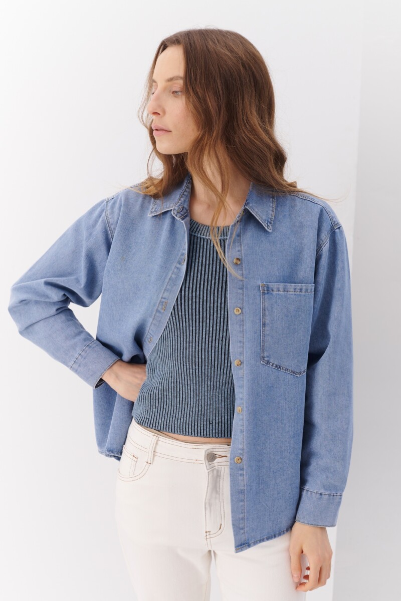 CAMISA JEAN BOTON AZUL