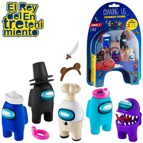 Figuras Muñecos Among Us x5 + Accesorios Original Figuras Muñecos Among Us x5 + Accesorios Original