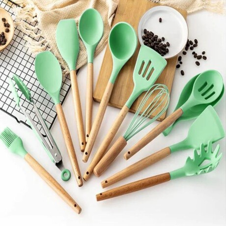 Set Cocina Antiadherente 17P c/Juego Batería Brinox + Menage Verde Oscuro