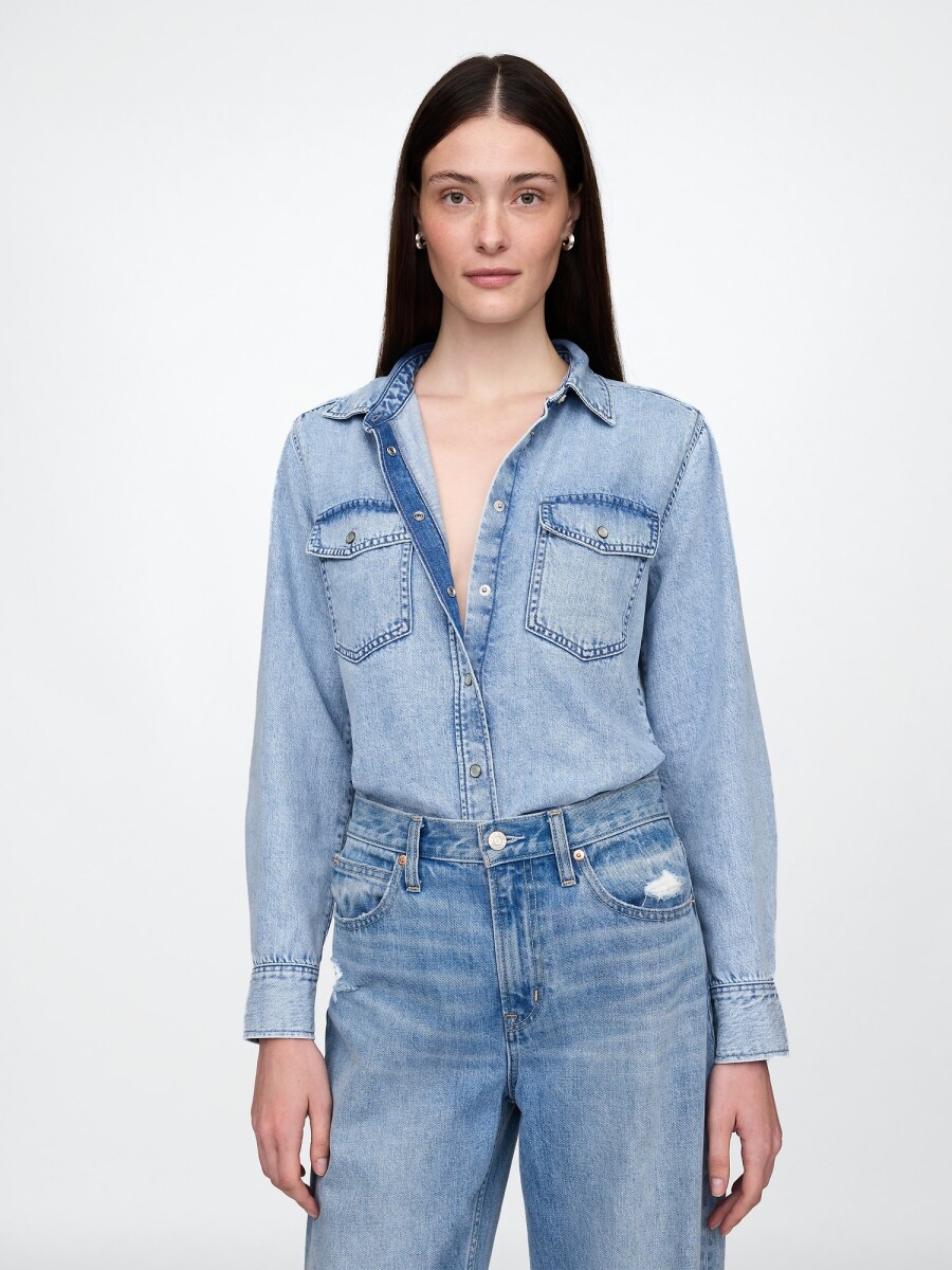 Camisa De Jean Ultrasoft Mujer - Acid Wash 