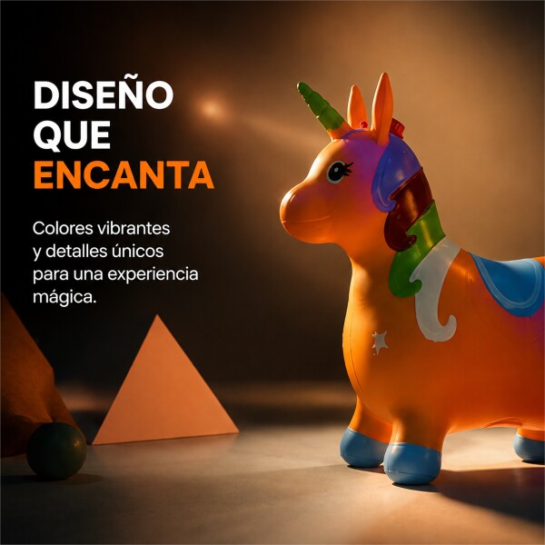 Unicornio Saltarín Inflable Infantil 58 x 55 cm Naranja