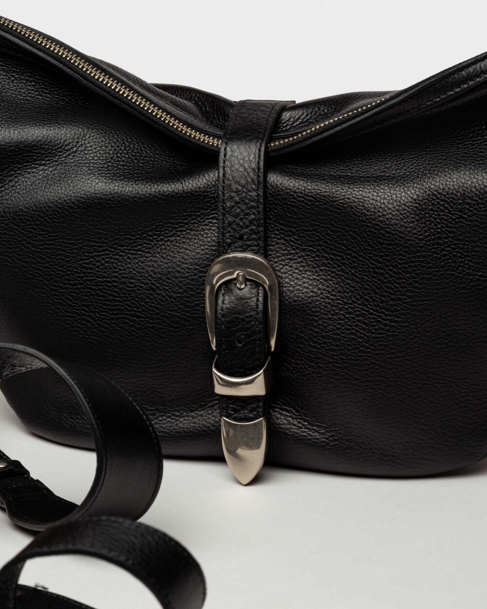 Bolso Bambu en cuero liso satinado Negro