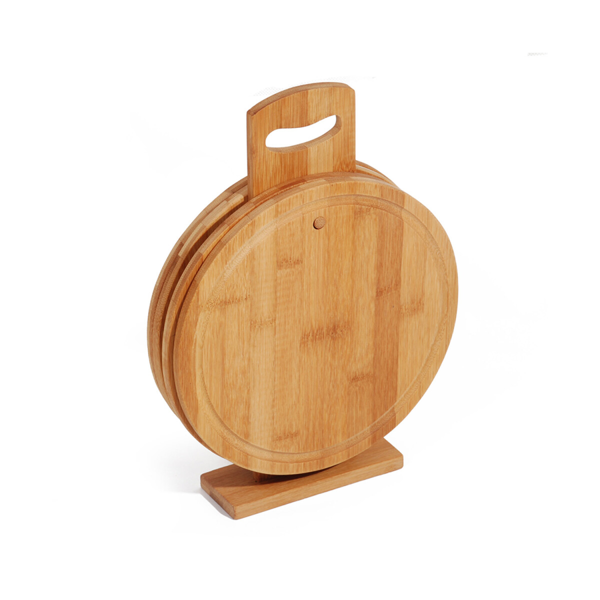 Set X4 Tablas Redondas en Madera p/ Picar Cortar con Soporte - Natural 