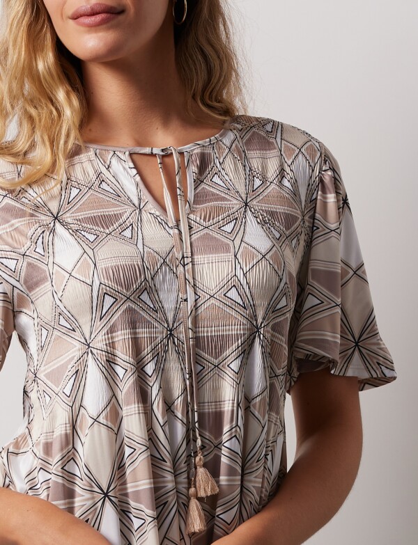 Blusa Plisada BEIGE/MULTI