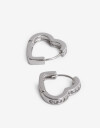 Aros Argollas Metal Argollas De Corazón Plateado Strass - Plateado Rodio
