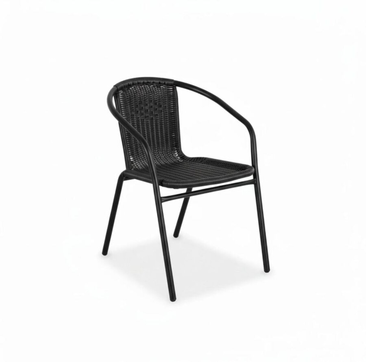 Silla De Patio Simil Ratan y Acero Clásica Negro 4655 