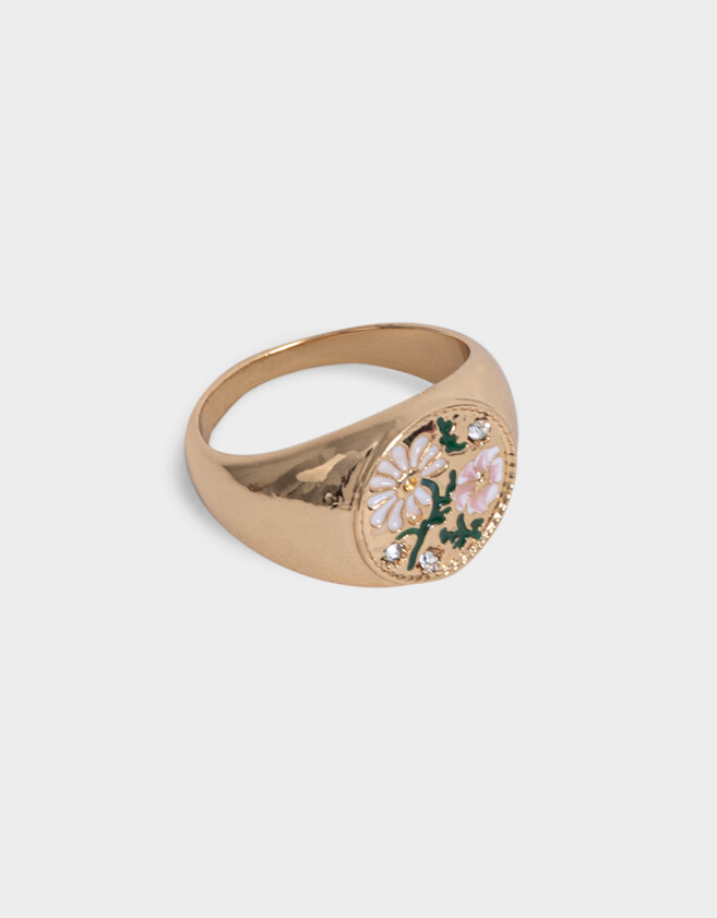 Anillos Medianos y Grandes Con flores Anillo Con Flores - Dorado