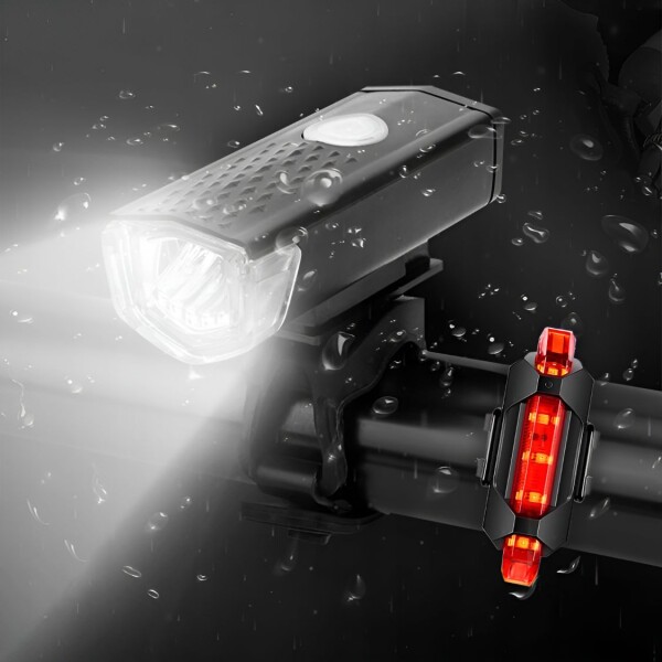 Kit Luces Led Delantera Y Trasera Bicicleta Recargable Usb Variante Color Negro