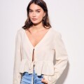 Imagen de Blusa Con Lino Bordada - Nacar