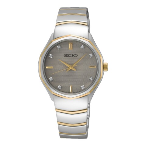 Reloj Seiko SUR616P1 para dama con correa de acero Plateado