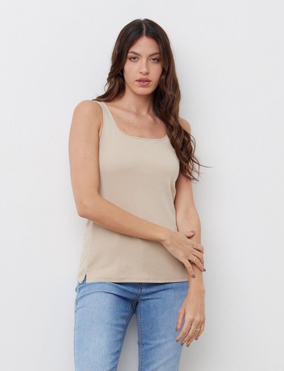 Musculosa Algodon Basica - Beige 
